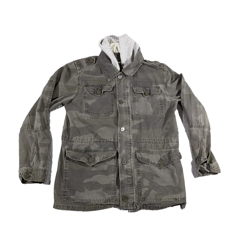 Carbon Full Zip Up Camo With Hood Men's Medium Camouflage Jacket Hoodie Y2K